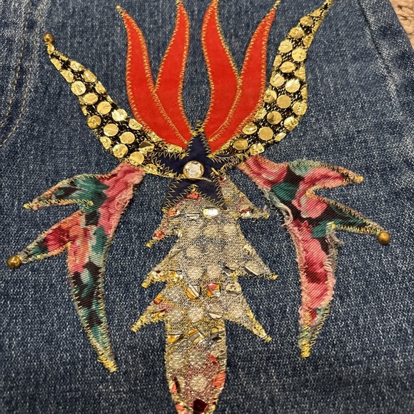 Rare Vintage Watch LA Blue Denim High Waisted MOM Jean Shorts 7/8 Boho Festival - Picture 6 of 12